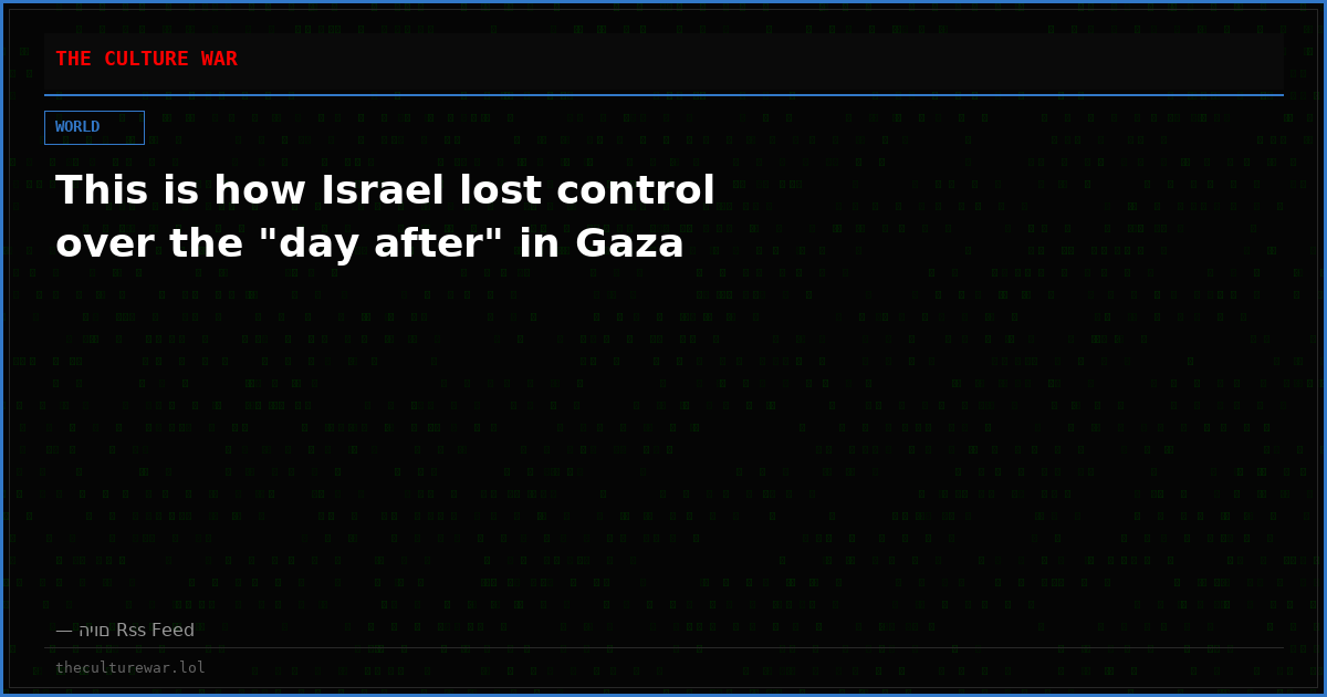 This is how Israel lost control over the "day after" in Gaza