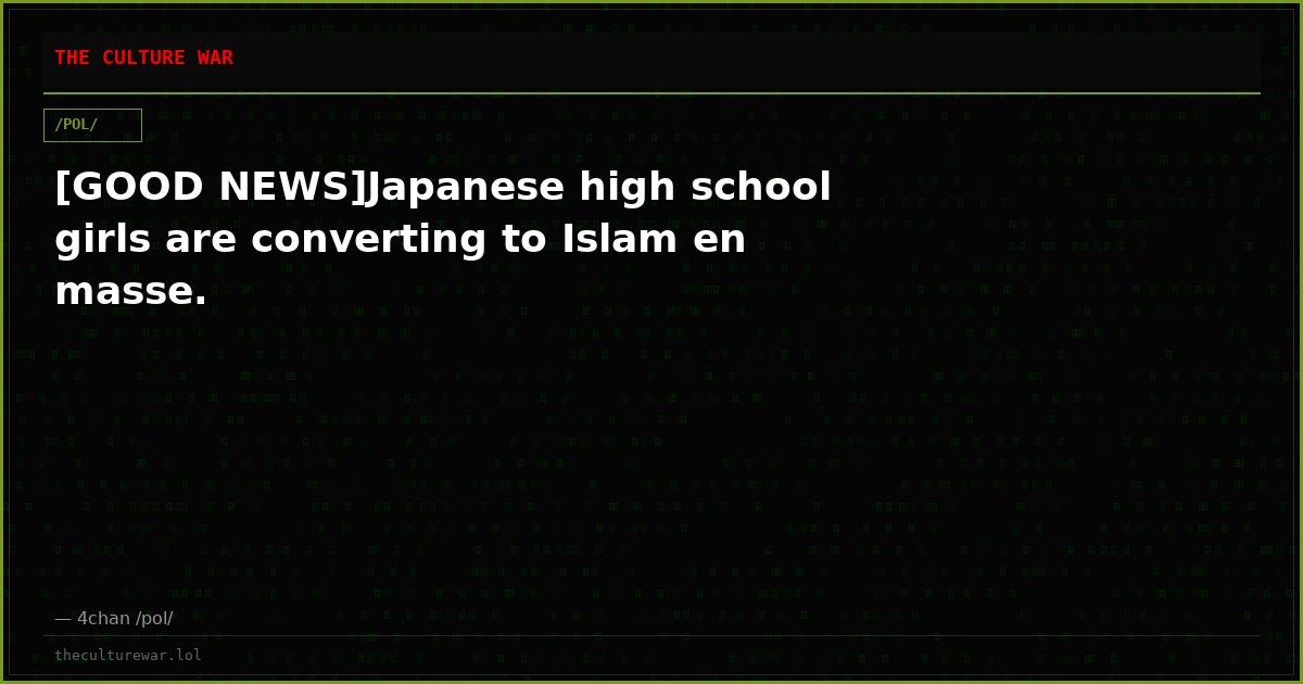 [GOOD NEWS]Japanese high school girls are converting to Islam en masse.