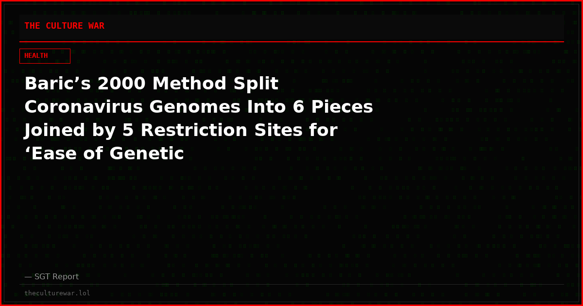 Baric’s 2000 Method Split Coronavirus Genomes Into 6 Pieces Joined by 5 Restriction Sites for ‘Ease of Genetic Manipulation’—SARS-CoV-2 Is Likewise Split Into 6 Pieces by 5 Restriction Sites