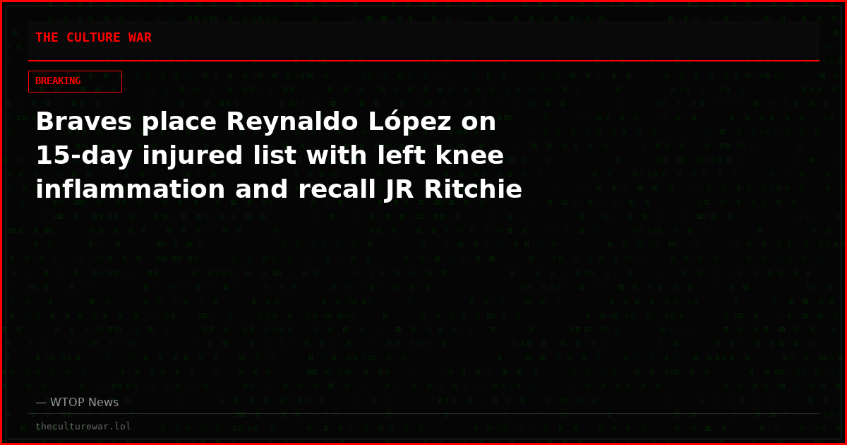 Braves place Reynaldo López on 15-day injured list with left knee inflammation and recall JR Ritchie