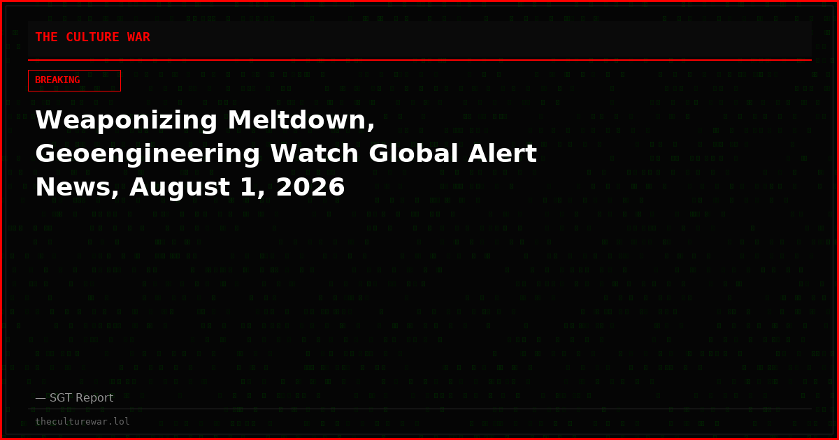 Weaponizing Meltdown, Geoengineering Watch Global Alert News, August 1, 2026