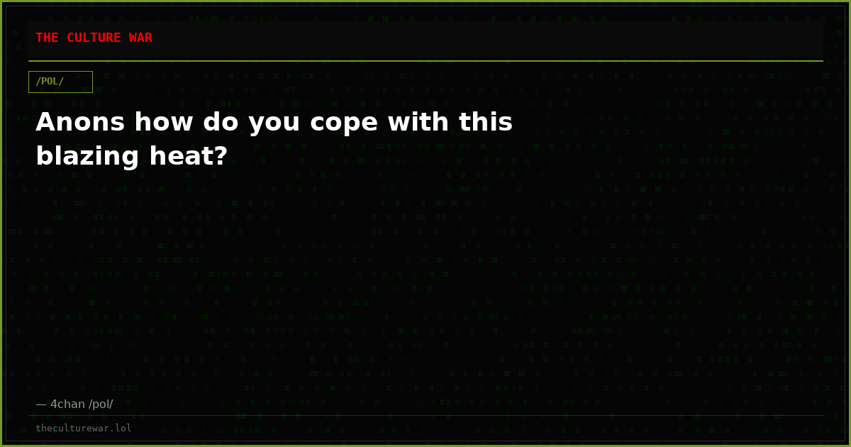 Anons how do you cope with this blazing heat?
