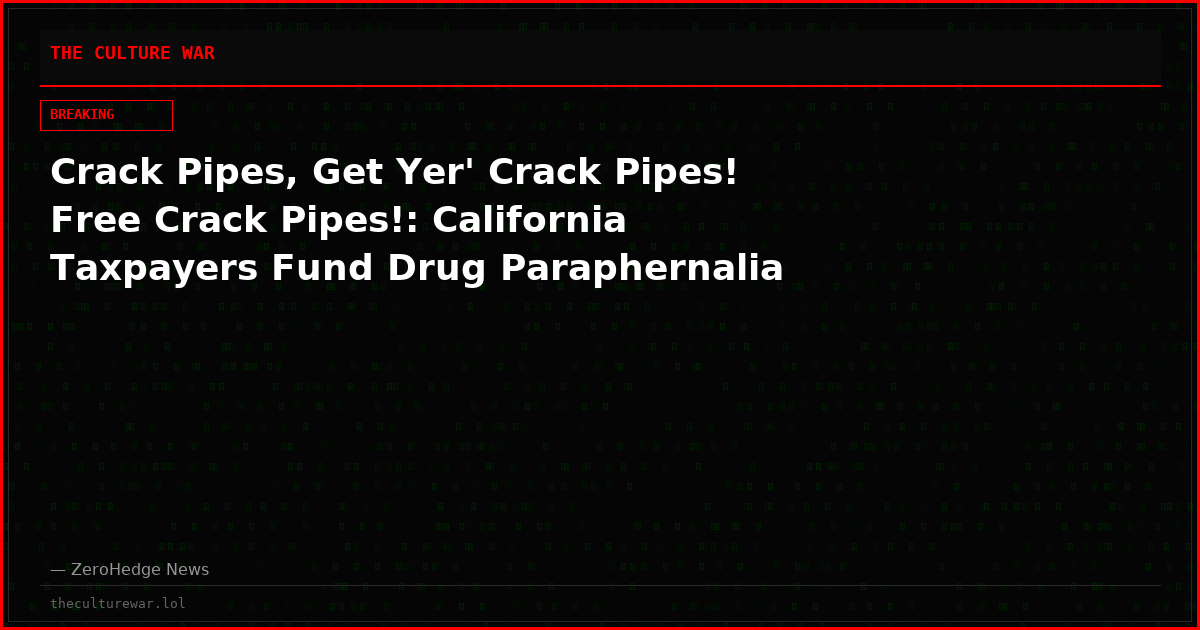 Crack Pipes, Get Yer' Crack Pipes! Free Crack Pipes!: California Taxpayers Fund Drug Paraphernalia