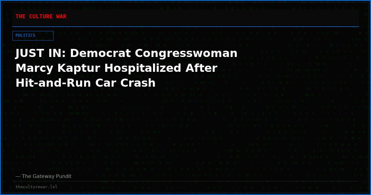 JUST IN: Democrat Congresswoman Marcy Kaptur Hospitalized After Hit-and-Run Car Crash