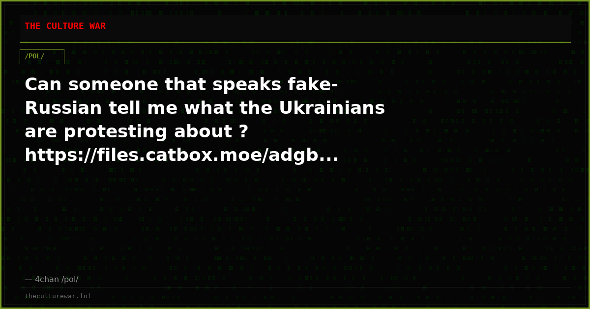 Can someone that speaks fake-Russian tell me what the Ukrainians are protesting about ? https://files.catbox.moe/adgb...