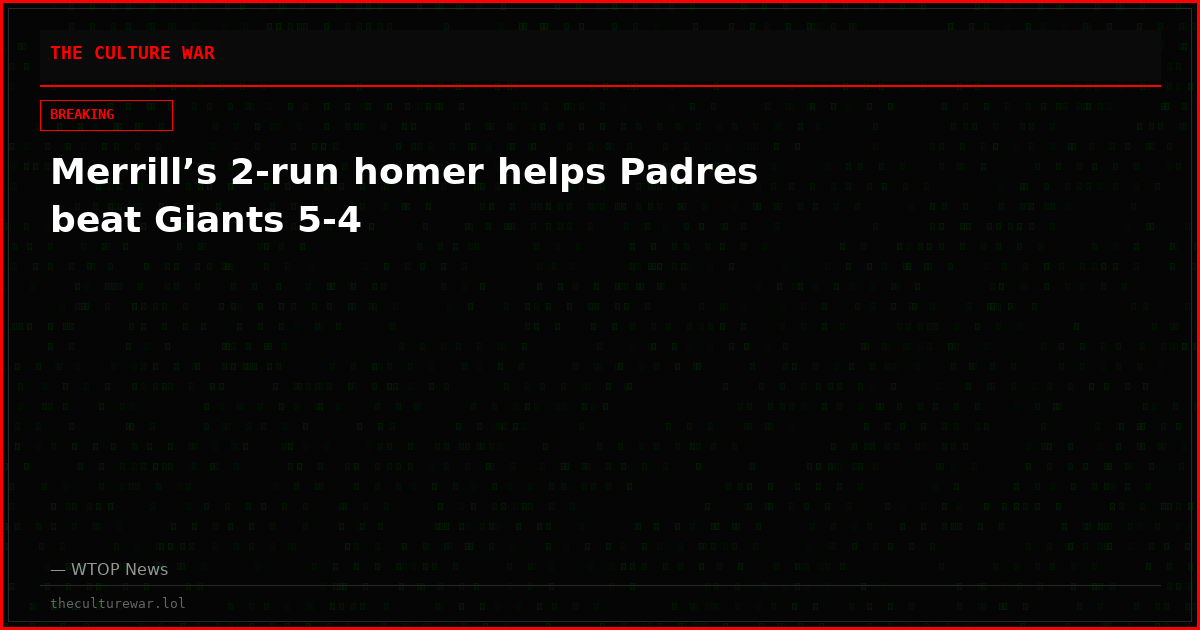 Merrill’s 2-run homer helps Padres beat Giants 5-4