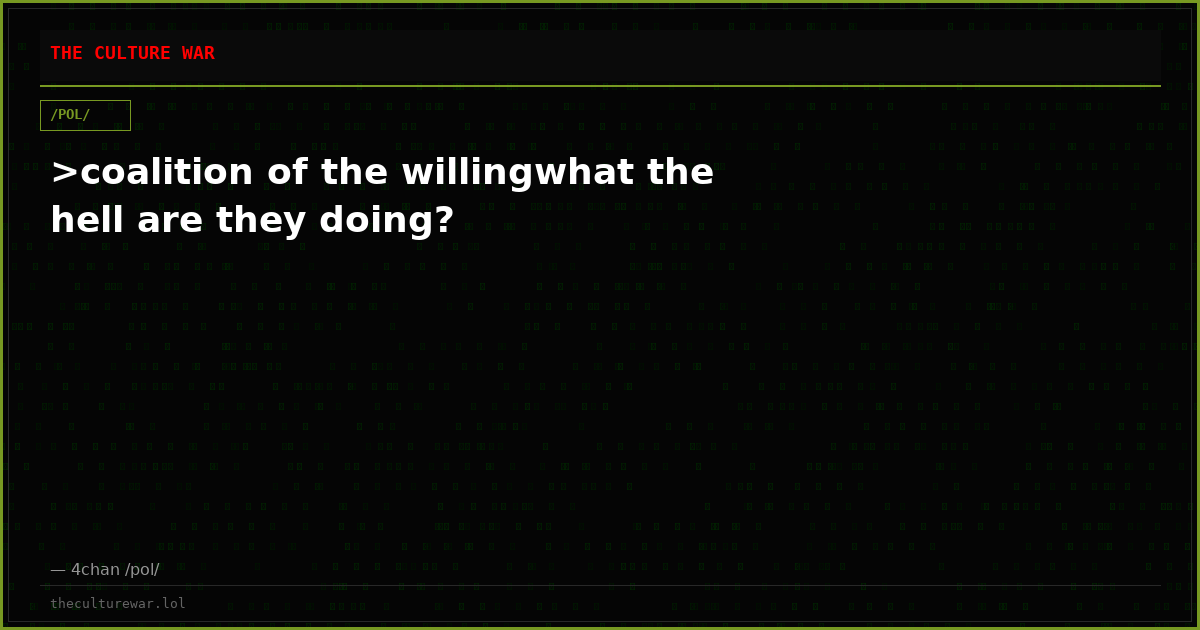 >coalition of the willingwhat the hell are they doing?