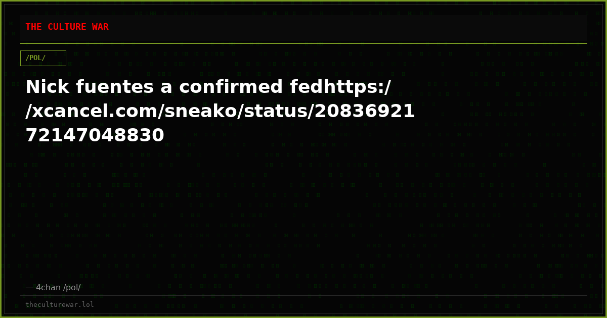 Nick fuentes a confirmed fedhttps://xcancel.com/sneako/status/2083692172147048830