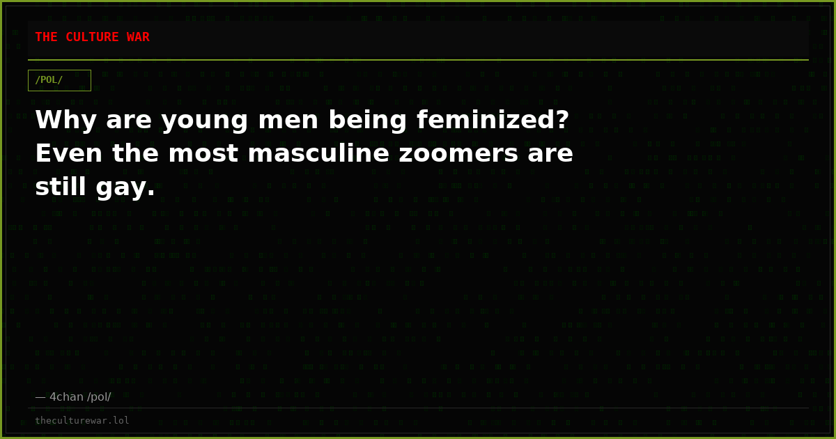 Why are young men being feminized? Even the most masculine zoomers are still gay.