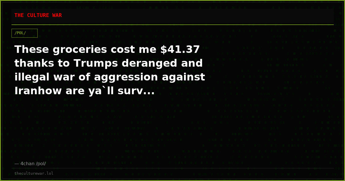 These groceries cost me $41.37 thanks to Trumps deranged and illegal war of aggression against Iranhow are ya`ll surv...