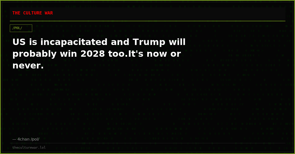 US is incapacitated and Trump will probably win 2028 too.It's now or never.
