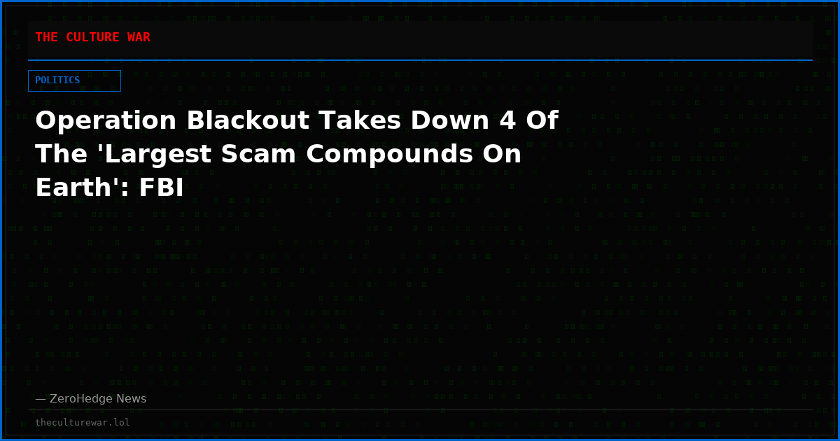 Operation Blackout Takes Down 4 Of The 'Largest Scam Compounds On Earth': FBI