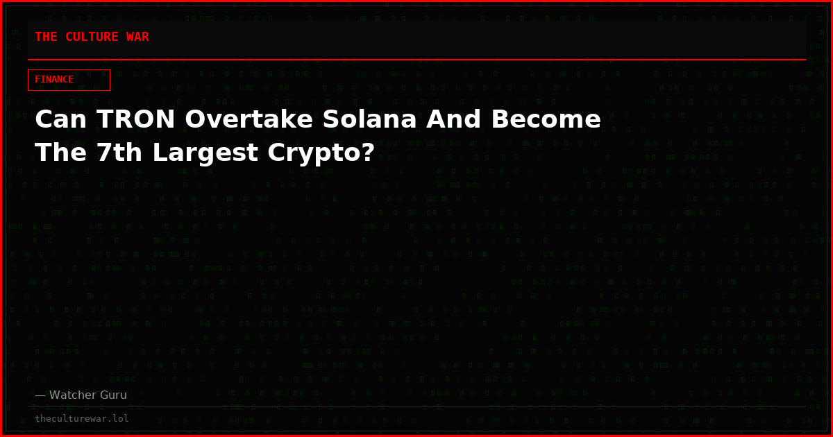 Can TRON Overtake Solana And Become The 7th Largest Crypto?