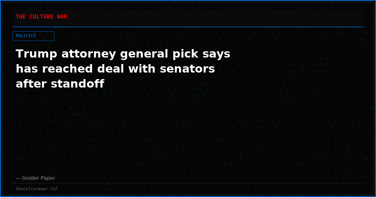Trump attorney general pick says has reached deal with senators after standoff