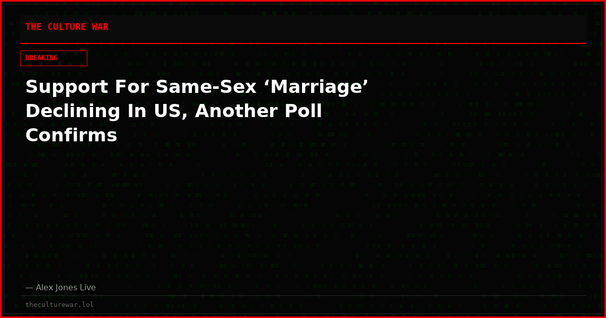 Support For Same-Sex ‘Marriage’ Declining In US, Another Poll Confirms