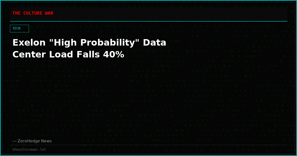 Exelon "High Probability" Data Center Load Falls 40%