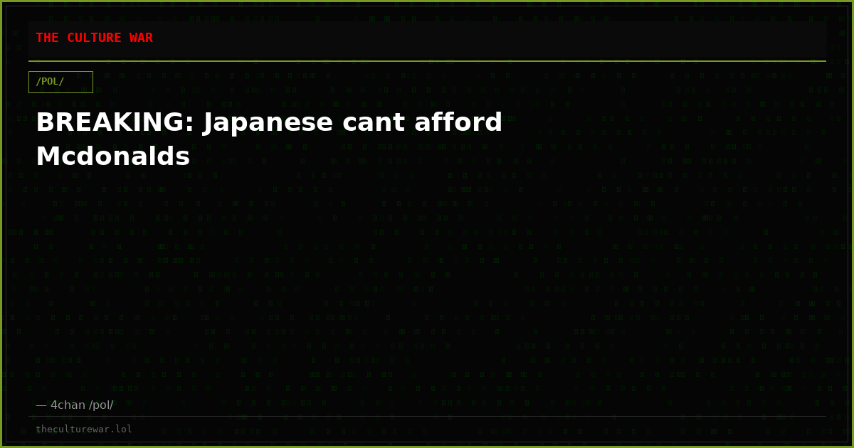 BREAKING: Japanese cant afford Mcdonalds