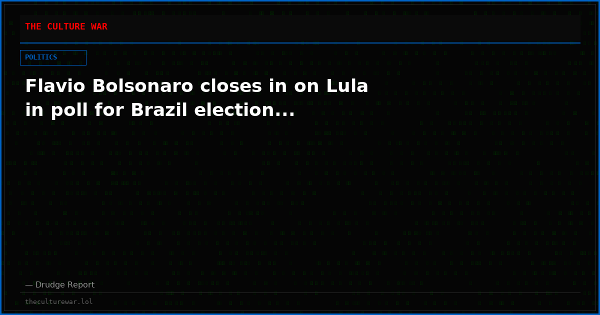 Flavio Bolsonaro closes in on Lula in poll for Brazil election...