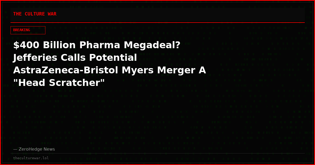 $400 Billion Pharma Megadeal? Jefferies Calls Potential AstraZeneca-Bristol Myers Merger A "Head Scratcher"