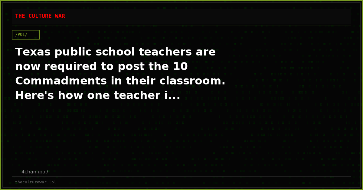 Texas public school teachers are now required to post the 10 Commadments in their classroom. Here's how one teacher i...