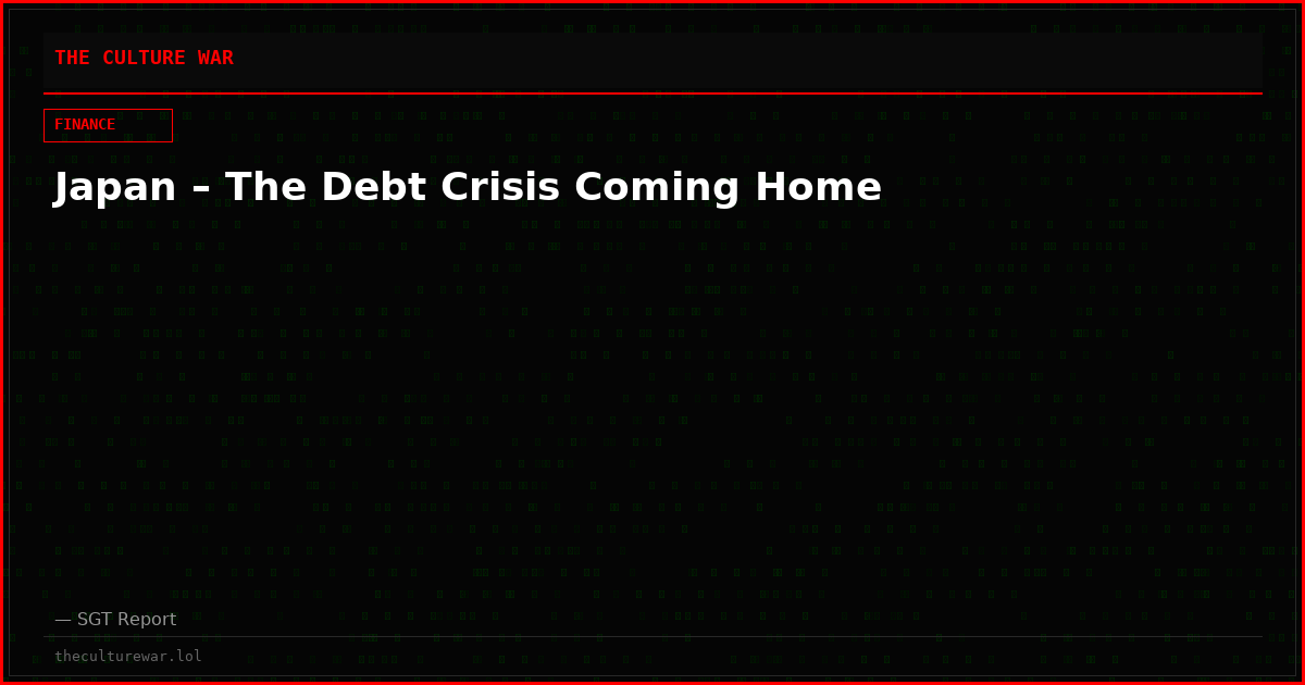 Japan – The Debt Crisis Coming Home