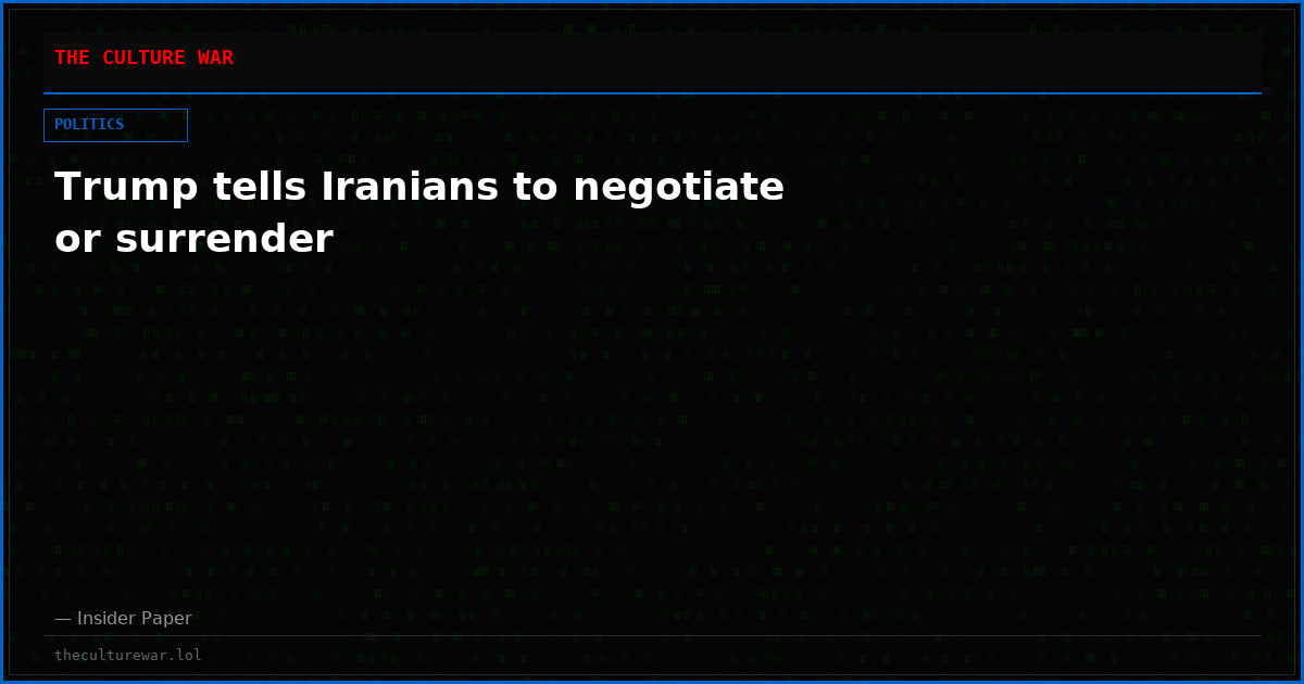 Trump tells Iranians to negotiate or surrender