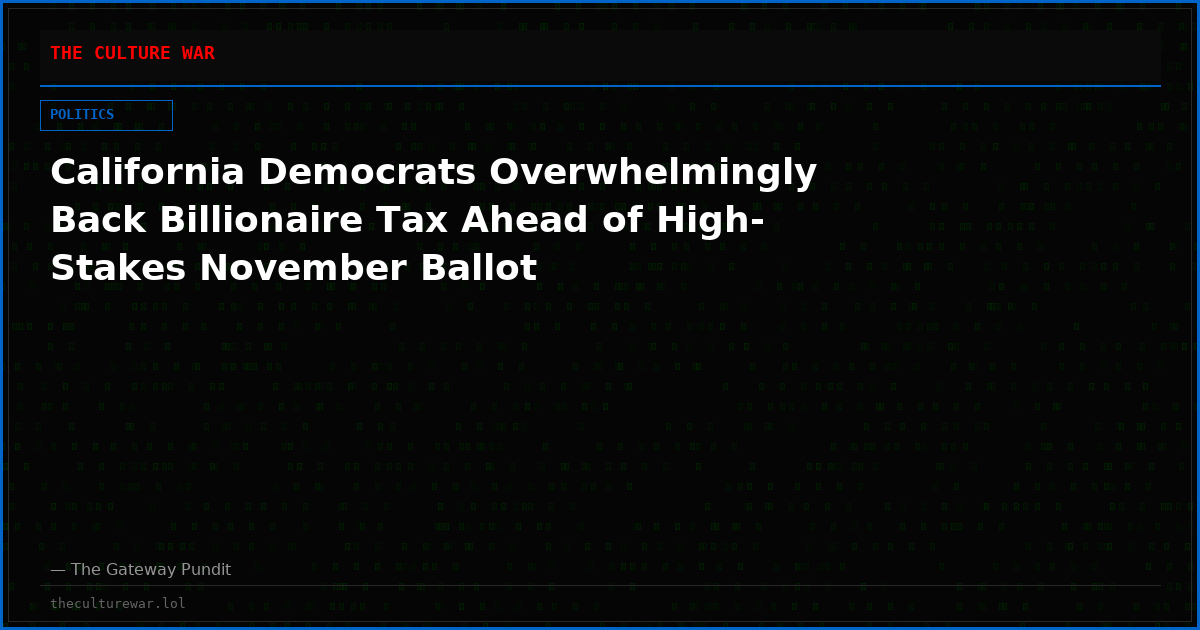 California Democrats Overwhelmingly Back Billionaire Tax Ahead of High-Stakes November Ballot