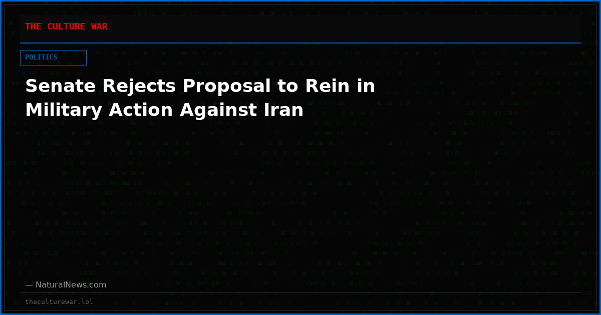 Senate Rejects Proposal to Rein in Military Action Against Iran