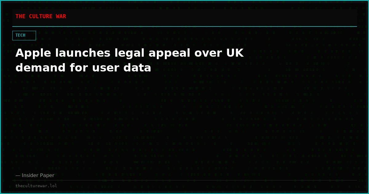 Apple launches legal appeal over UK demand for user data