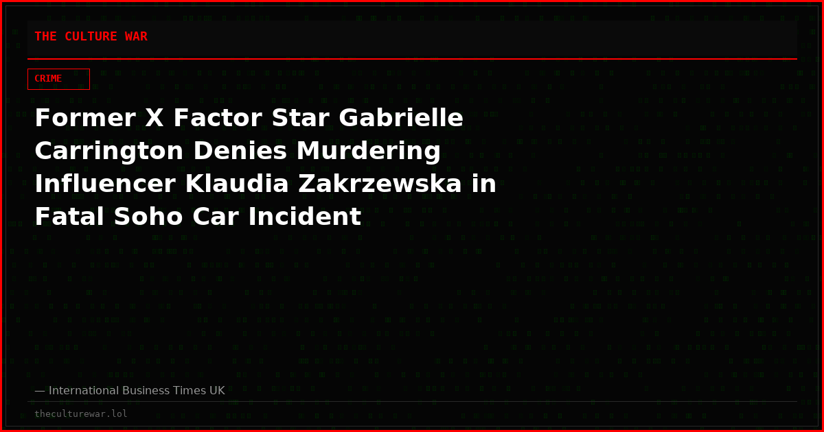 Former X Factor Star Gabrielle Carrington Denies Murdering Influencer Klaudia Zakrzewska in Fatal Soho Car Incident