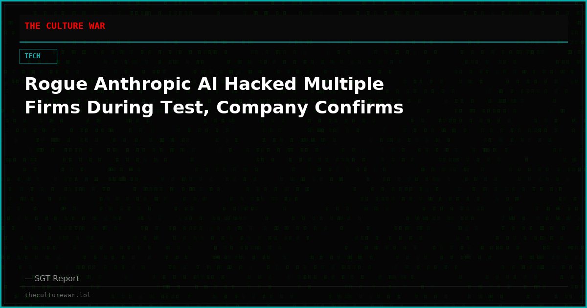 Rogue Anthropic AI Hacked Multiple Firms During Test, Company Confirms