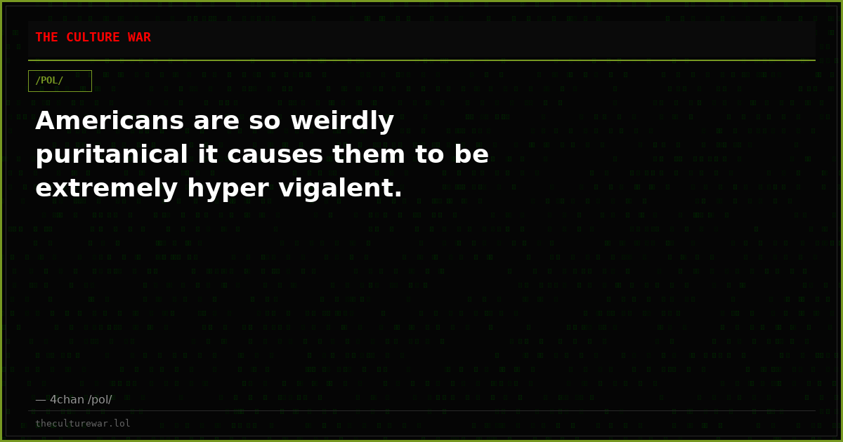 Americans are so weirdly puritanical it causes them to be extremely hyper vigalent.