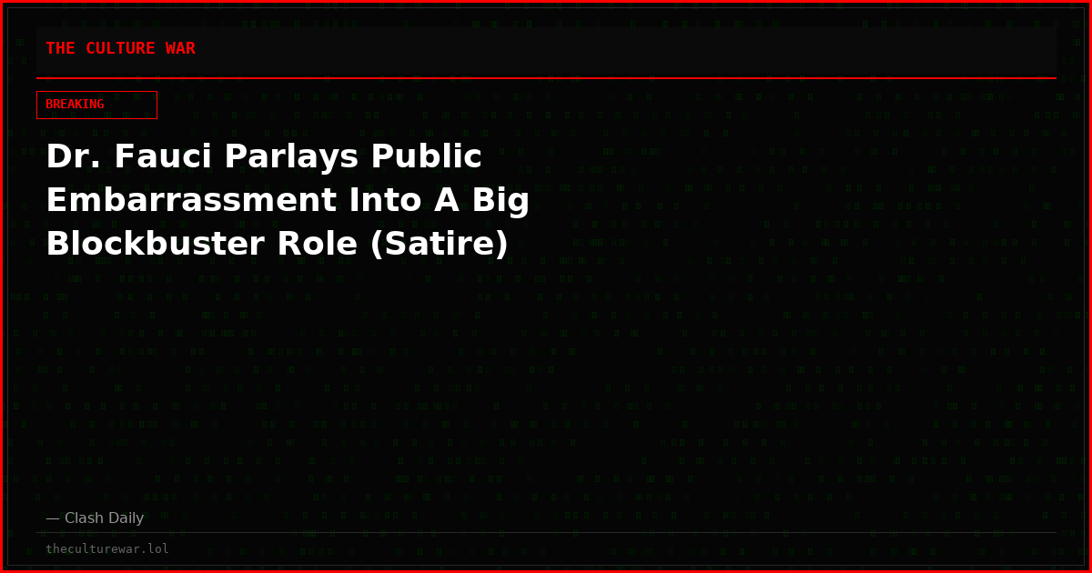Dr. Fauci Parlays Public Embarrassment Into A Big Blockbuster Role (Satire)