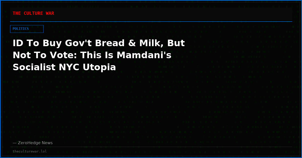 ID To Buy Gov't Bread & Milk, But Not To Vote: This Is Mamdani's Socialist NYC Utopia