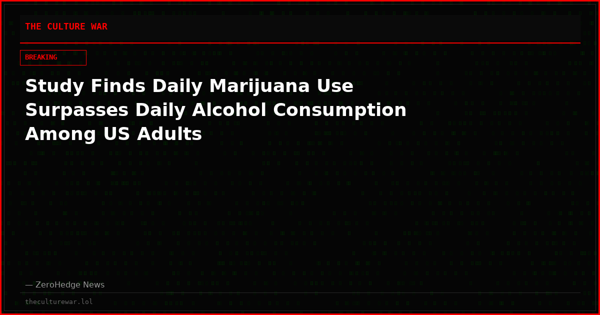Study Finds Daily Marijuana Use Surpasses Daily Alcohol Consumption Among US Adults