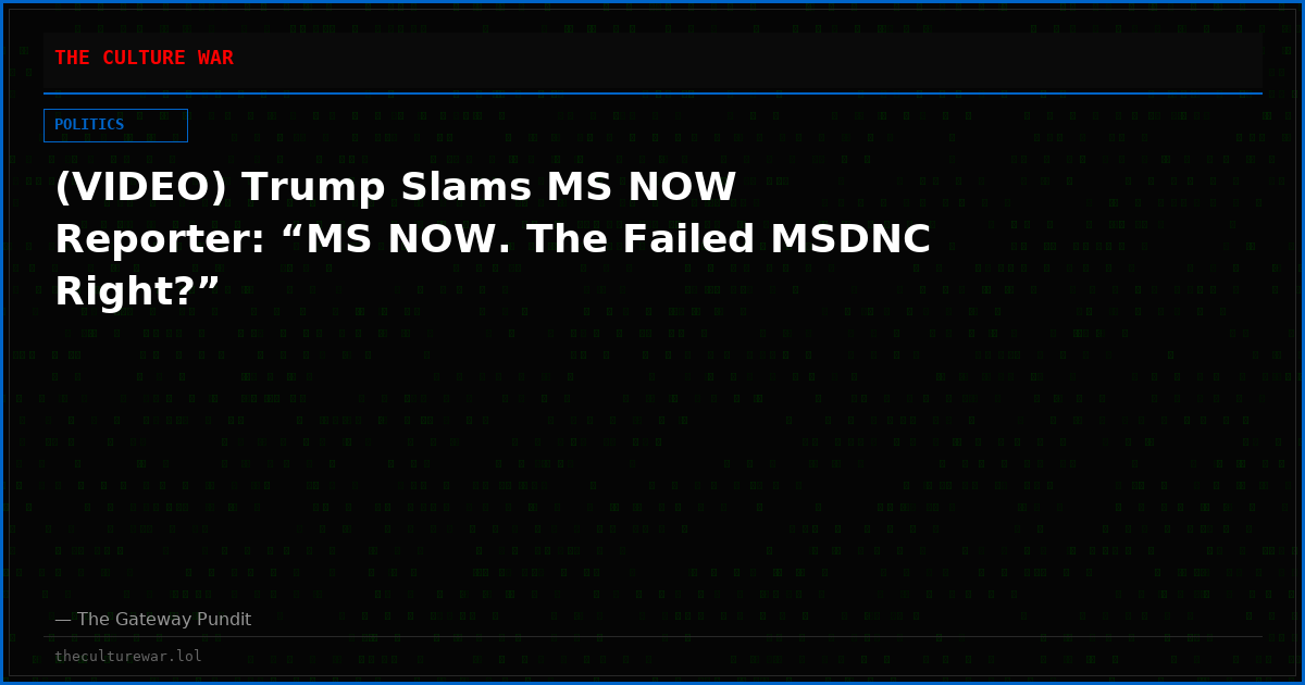 (VIDEO) Trump Slams MS NOW Reporter: “MS NOW. The Failed MSDNC Right?”