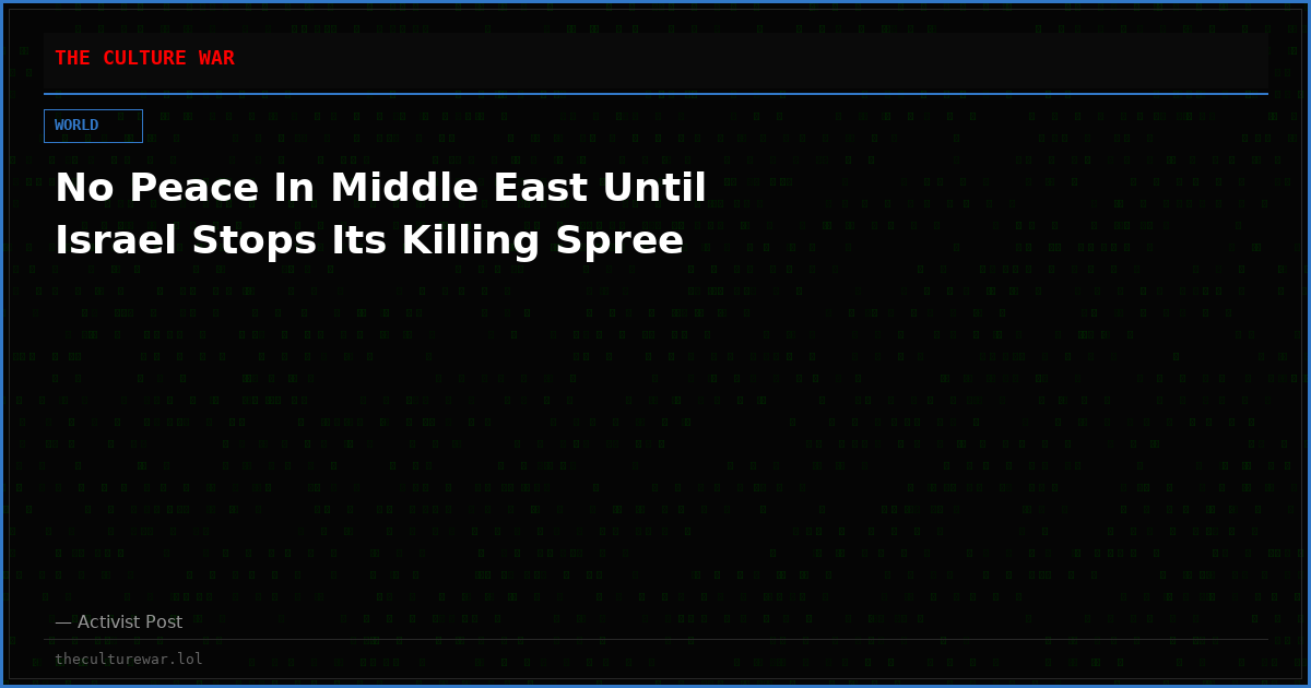 No Peace In Middle East Until Israel Stops Its Killing Spree