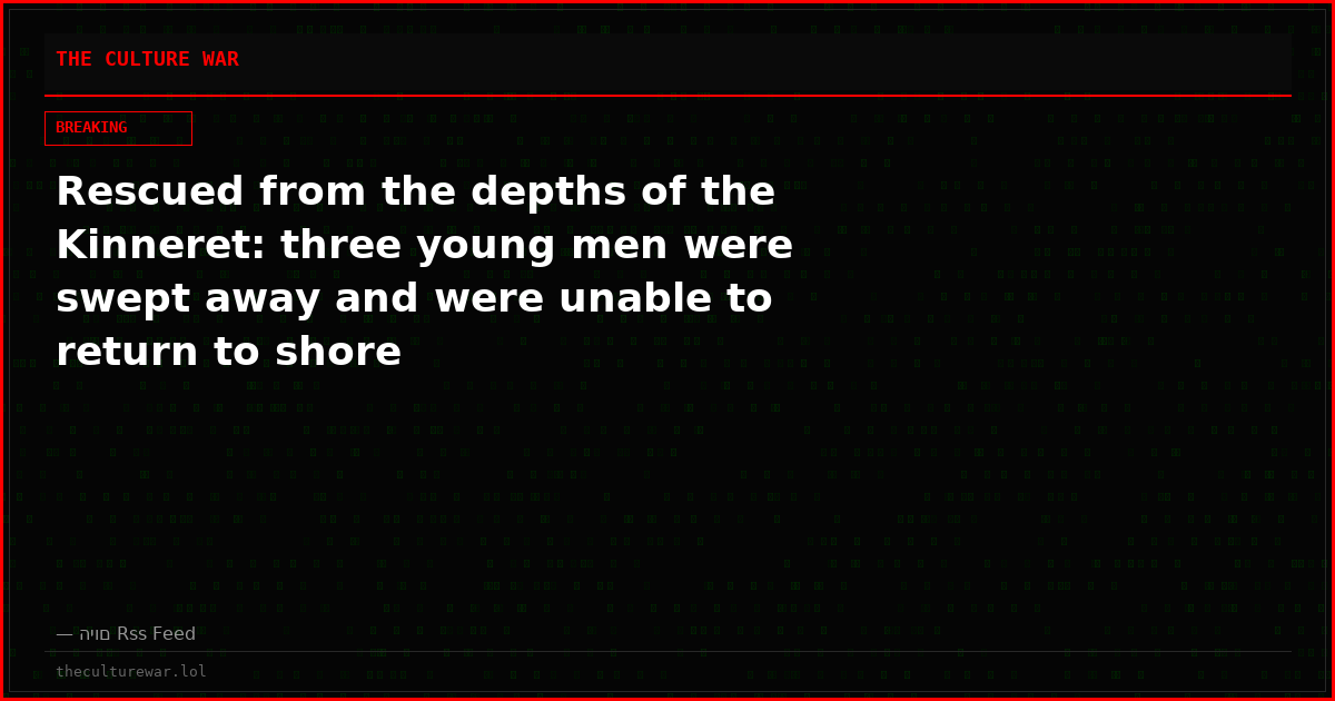 Rescued from the depths of the Kinneret: three young men were swept away and were unable to return to shore
