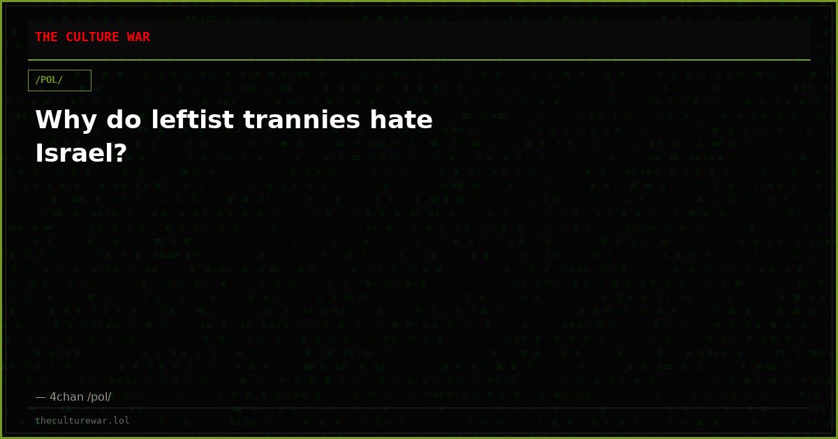 Why do leftist trannies hate Israel?