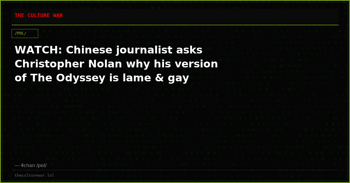 WATCH: Chinese journalist asks Christopher Nolan why his version of The Odyssey is lame & gay