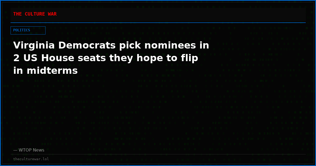 Virginia Democrats pick nominees in 2 US House seats they hope to flip in midterms