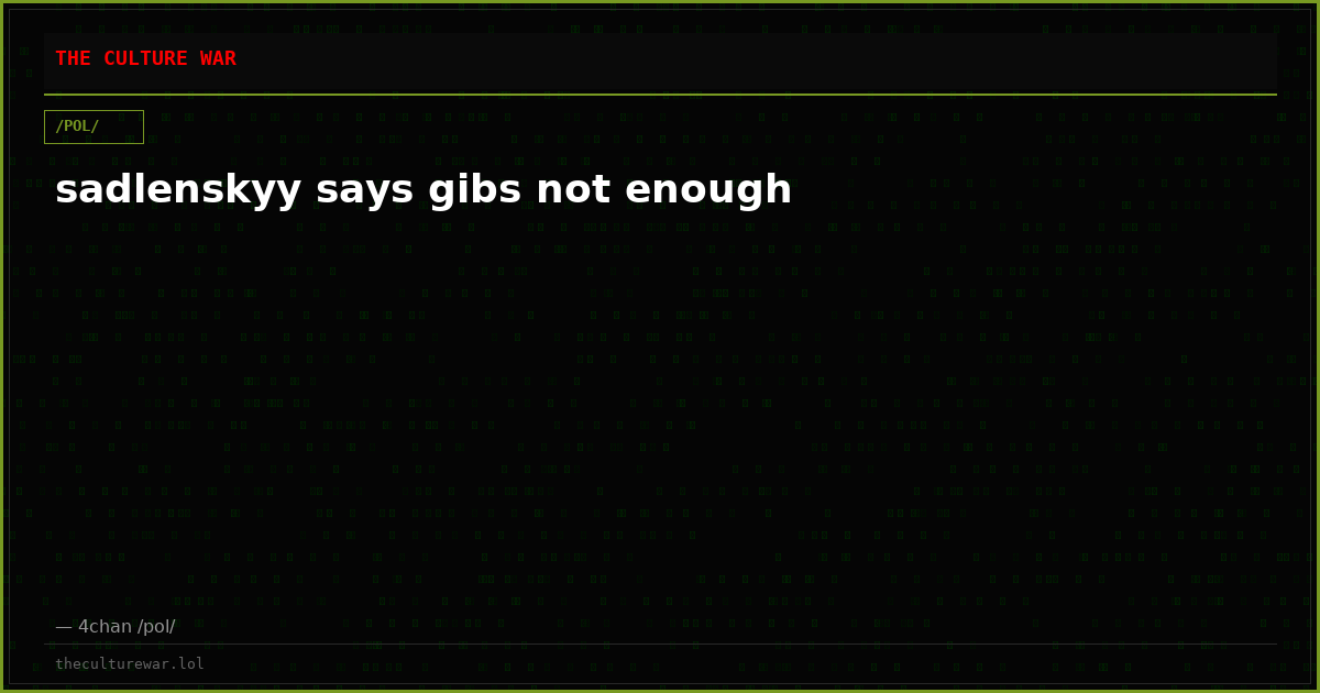 sadlenskyy says gibs not enough