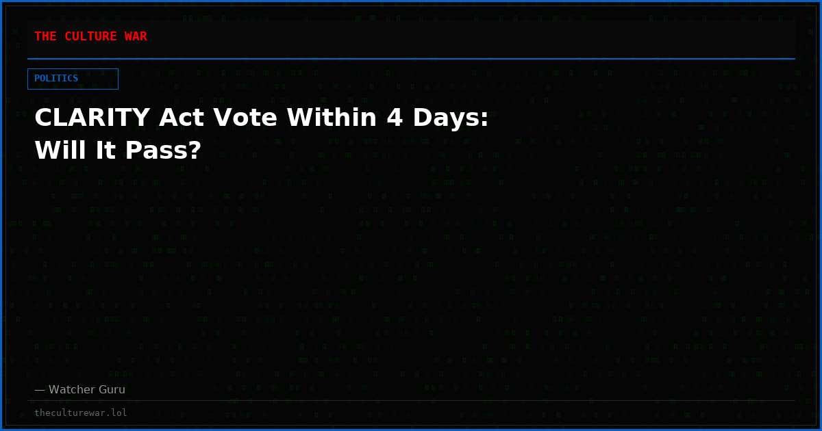 CLARITY Act Vote Within 4 Days: Will It Pass?