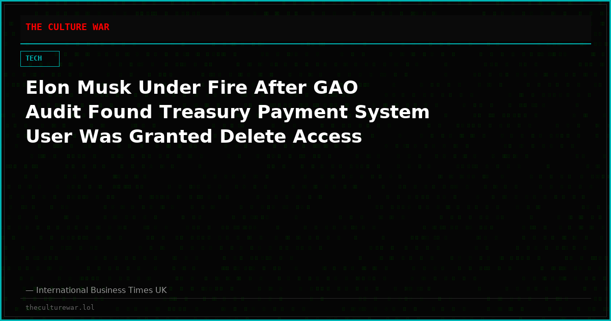 Elon Musk Under Fire After GAO Audit Found Treasury Payment System User Was Granted Delete Access