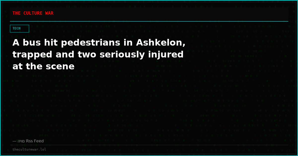 A bus hit pedestrians in Ashkelon, trapped and two seriously injured at the scene