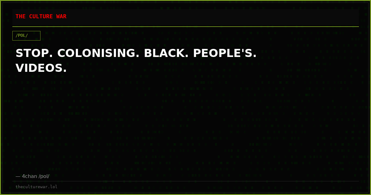 STOP. COLONISING. BLACK. PEOPLE'S. VIDEOS.
