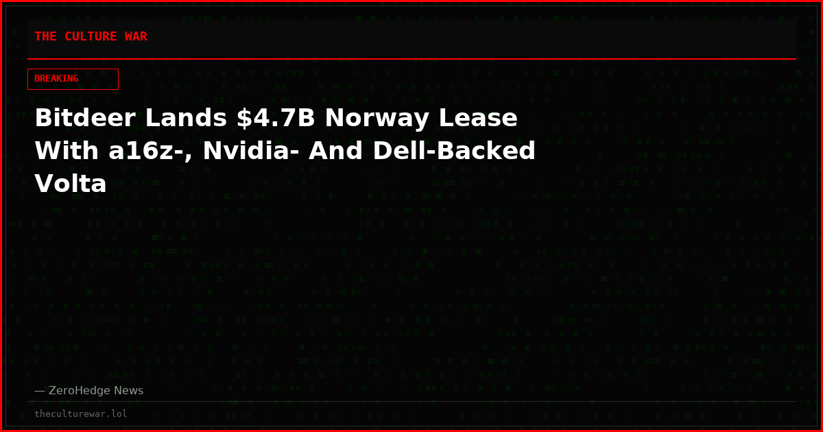 Bitdeer Lands $4.7B Norway Lease With a16z-, Nvidia- And Dell-Backed Volta