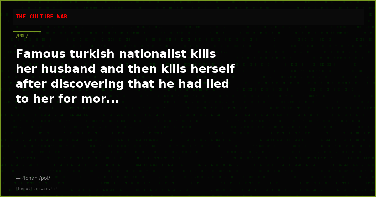 Famous turkish nationalist kills her husband and then kills herself after discovering that he had lied to her for mor...