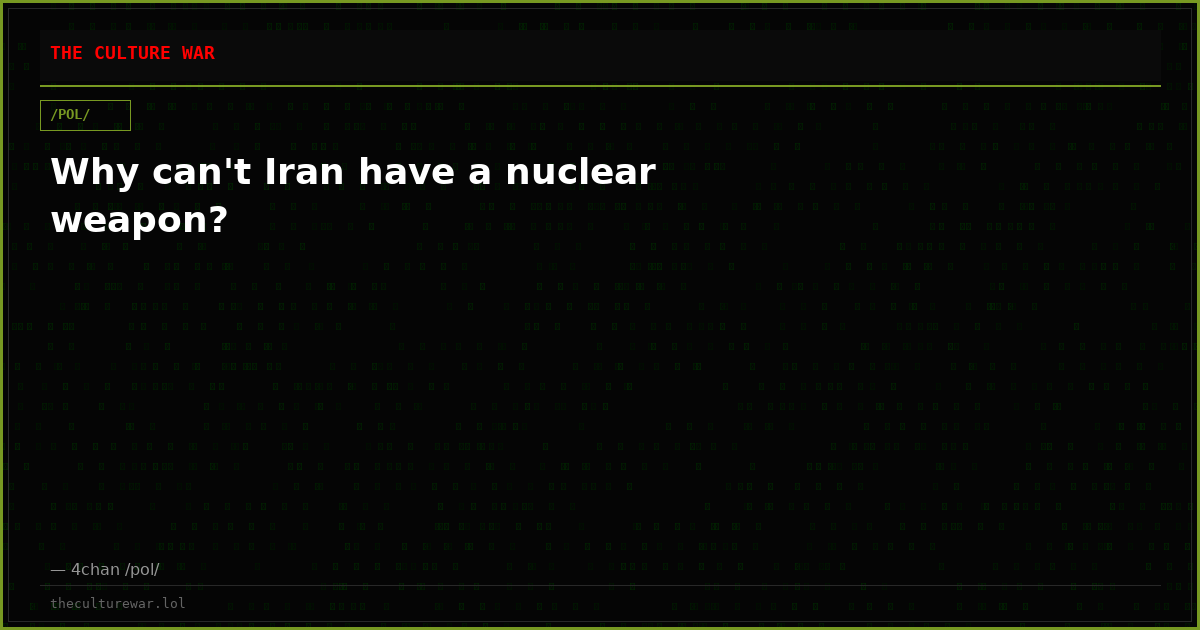 Why can't Iran have a nuclear weapon?