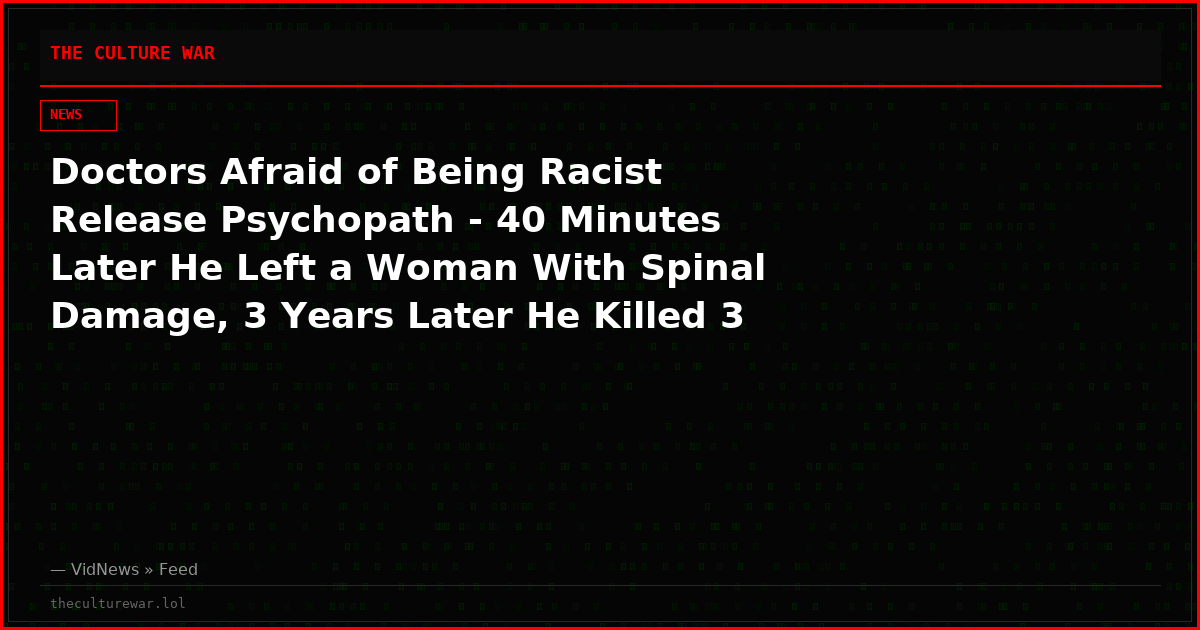 Doctors Afraid of Being Racist Release Psychopath - 40 Minutes Later He Left a Woman With Spinal Damage, 3 Years Later He Killed 3